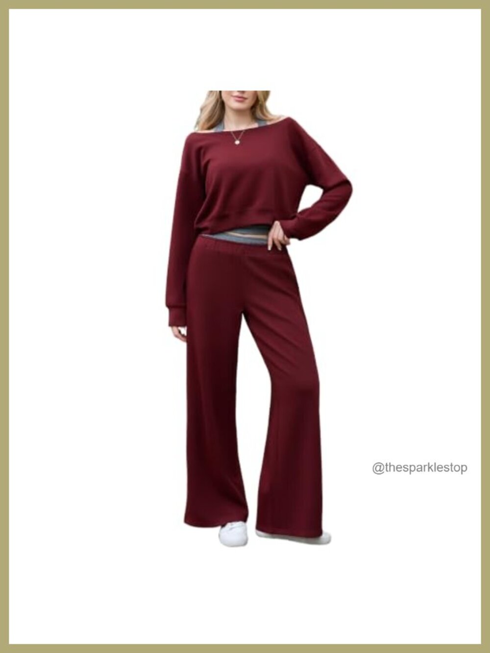 Women 3 Piece Lounge Set Off Shoulder Halter Wide Leg Pants Pockets